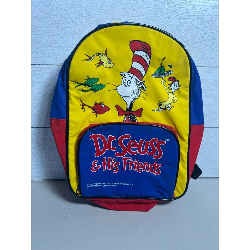 Vintage 1997 Dr Seuss & His Friends Mini Backpack Cat in the Hat 90s Kids Bag